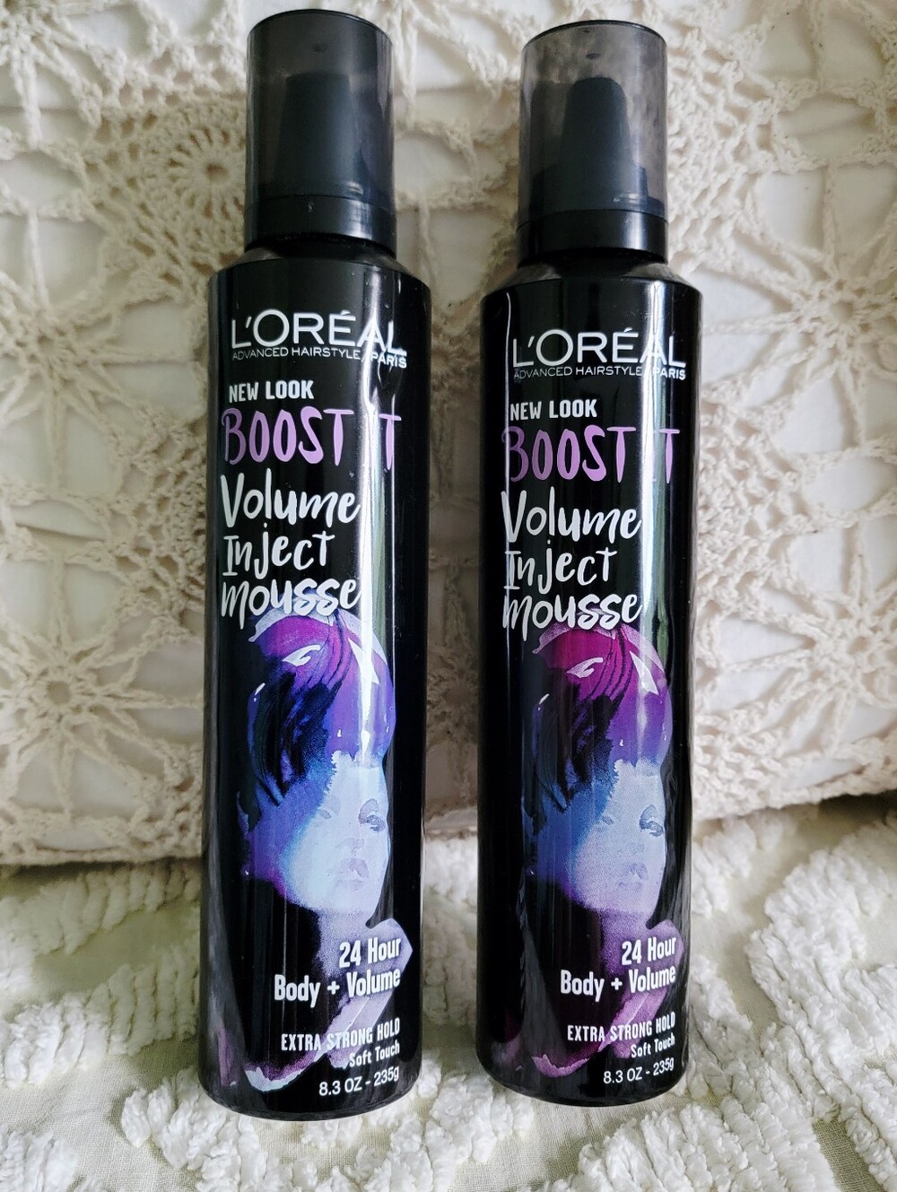 2 L'Oreal Boost It Volume Inject Mousse - 24-hr body - extra strong hold 8.3 oz.